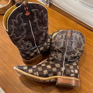 Tin Haul Shoes Men's Gun Metal Check Western Boot size 12